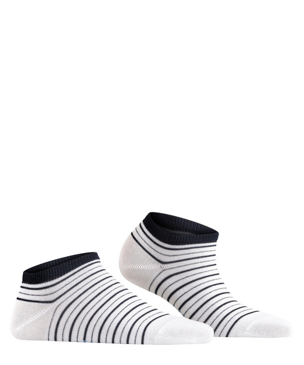 Womens | Stripe Shimmer Sneaker Socks | White