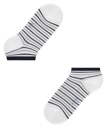 Womens | Stripe Shimmer Sneaker Socks | White