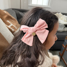Girl | Emma Linen Hair Bow Bow | Pink