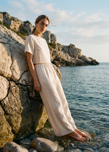Lima Metallic Cotton Pant | Ceramic
