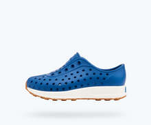 Side view of a Native Shoes Kids Robbie Kids | Victoria Blue/ Shell White/ Mash Speckle Rubber Footwear