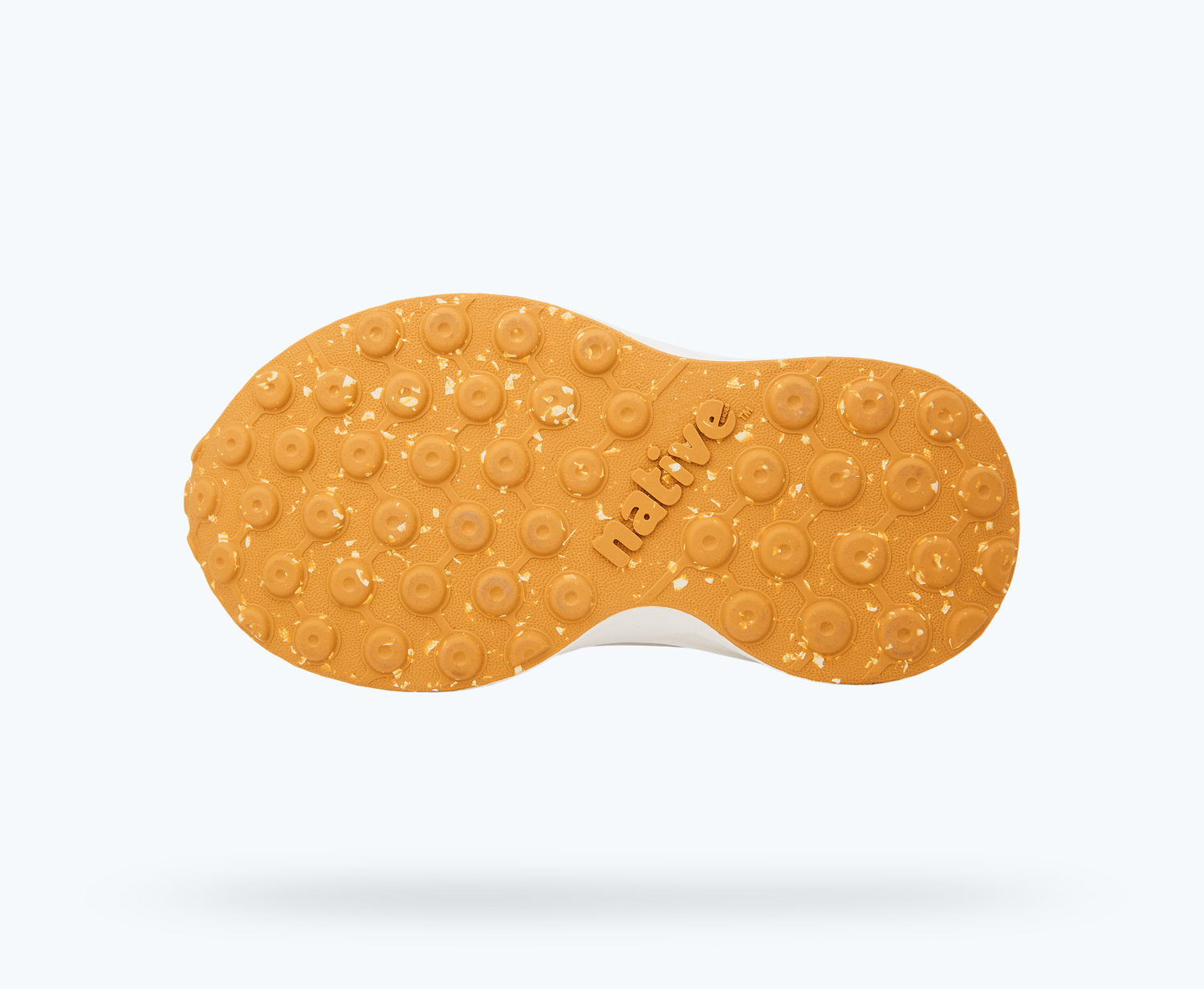 Bottom view of a Native Shoes Kids Robbie Kids | Victoria Blue/ Shell White/ Mash Speckle Rubber Footwear