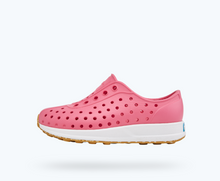Side view of a Native Shoes Kids Robbie Kids | Hollywood Pink/ Shell White/ Mash Speckle Rubber Footwear