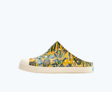 Side view of a Native Shoes Kids Jefferson Clog Print Kids | Bone White/ Bone White/ Wheat Tropic Footwear
