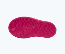 Bottom view of a Native Shoes Kids Jefferson Cozy Kids | Radberry Pink/ Radberry Pink/ Sky Blue Footwear