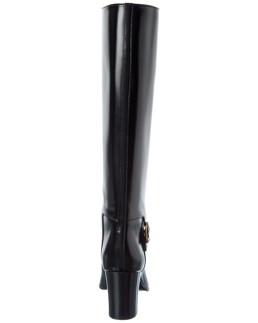 Saint Laurent | Womens | Julia 70 Leather Knee-High Boot | Black