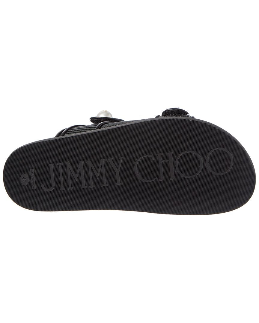 Jimmy Choo | Womens | Fayence Leather & Mesh Sandal | Black