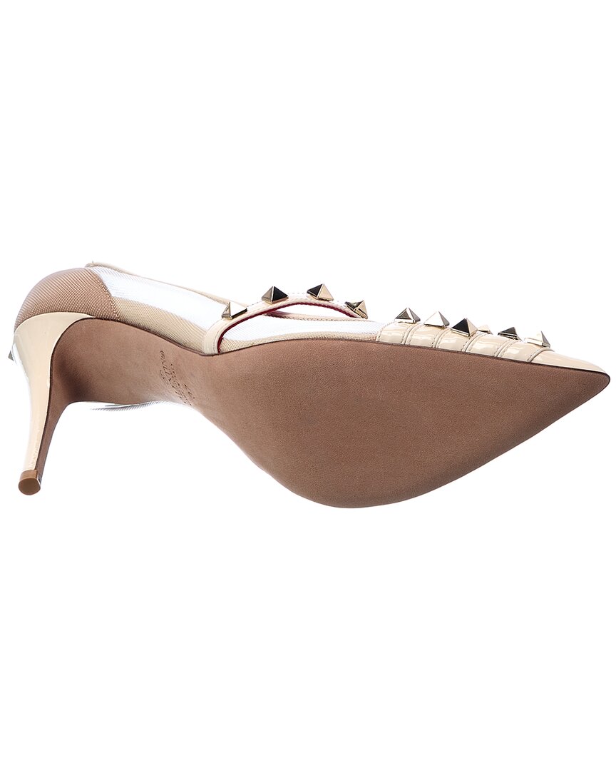 Valentino | Womens | Rockstud Alcove 100 Patent & Mesh Pump | White