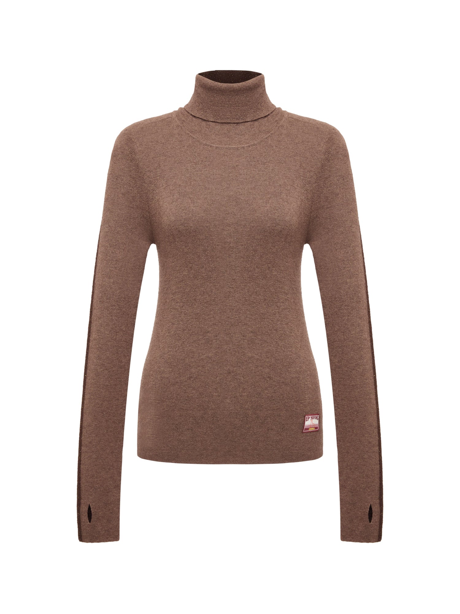 Turtleneck Knit Top | Heather Brown