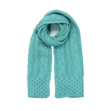 Womens | Chunky Scarf In Cable Design | Blue Atoll