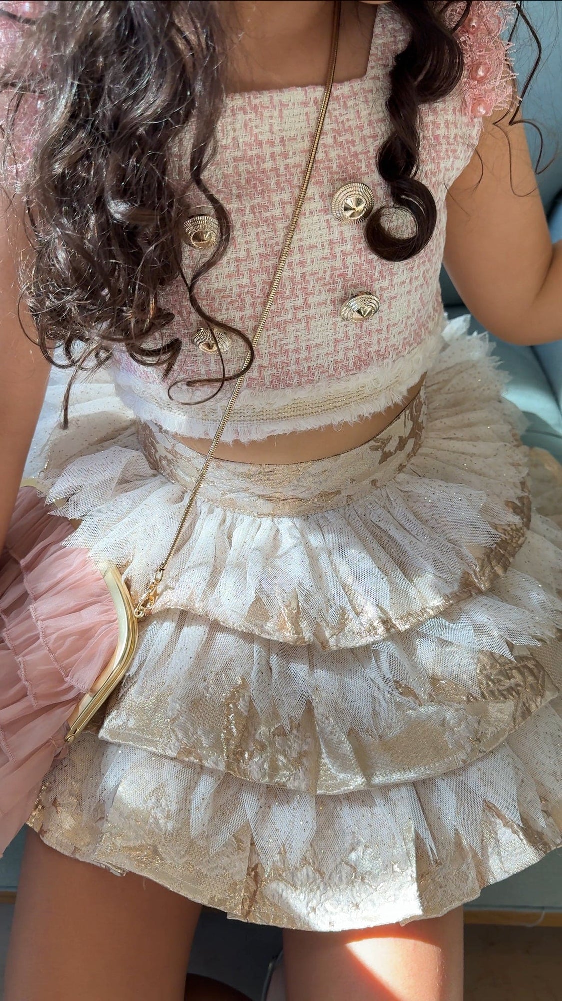 Girl | Charlie Jacquard Glitter Skirt | Gold