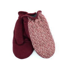 Womens | Tweeded Flip Top Mitten Gloves | Burgundy