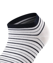 Womens | Stripe Shimmer Sneaker Socks | White