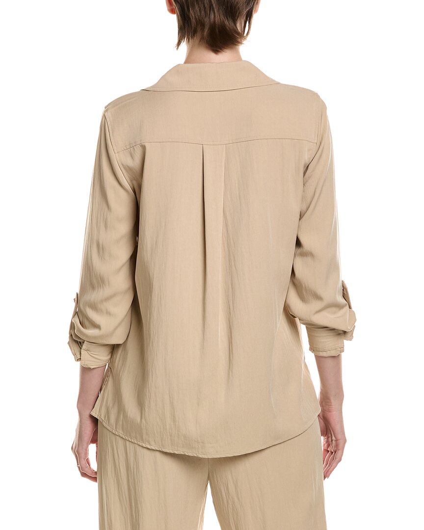 Anne Klein | Womens | Half Zip Collar Shirt | Brown