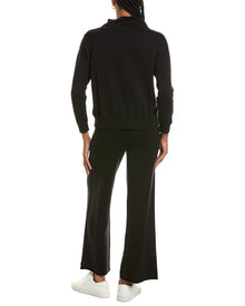 Hannah Rose | Womens | Cashmere-Blend Terry Stitch Cowl Neck Sweater & Pant Set | Black