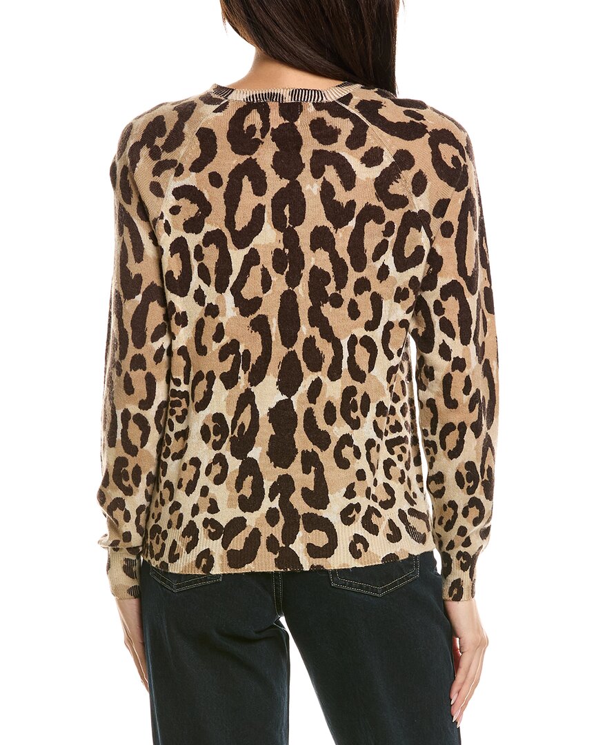 Brodie Cashmere | Womens | Abstract Print Leopard Crewneck Wool & Cashmere-Blend Sweater | Brown