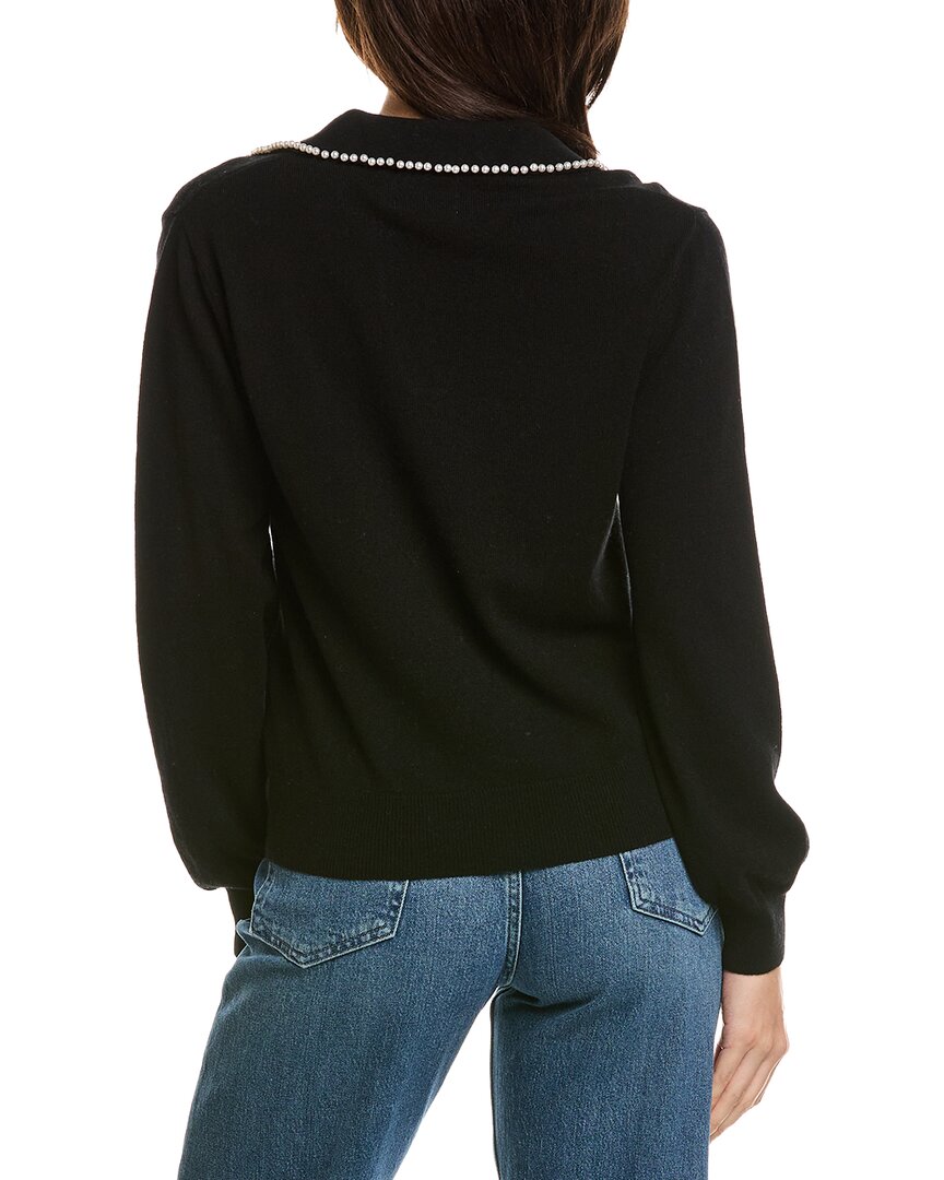 Brodie Cashmere | Womens | Pearl Collar Wool & Cashmere-Blend Polo Sweater | Black