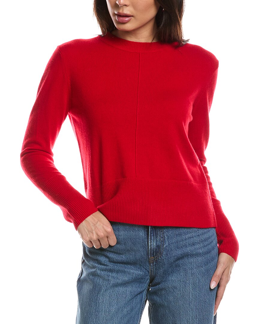Forte Cashmere | Womens | Exposed Seam Crewneck 100% Cashmere Sweater | Crimson
