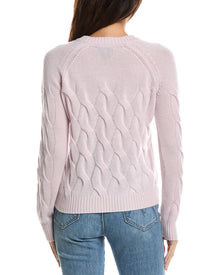 Forte Cashmere | Womens | Wandering Cable Crewneck 100% Cashmere Sweater | Pink