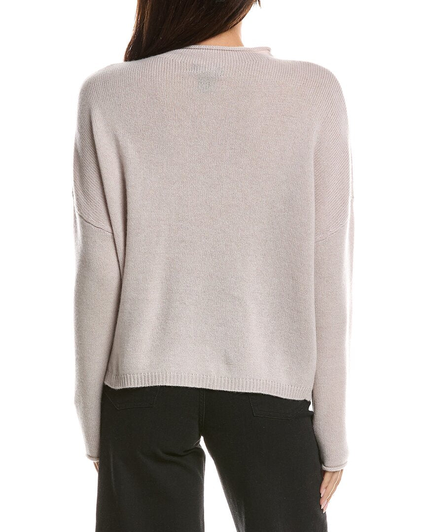 Forte Cashmere | Womens | Slouchy Roll Trim 100% Cashmere Pullover | Brown