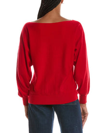 Forte Cashmere | Womens | Off The Shoulder Dolman Sleeve 100% Cashmere Sweater | Red