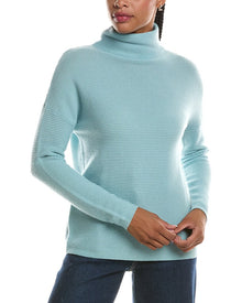Forte Cashmere | Womens | Textured Slouchy Funnel Neck 100% Cashmere Sweater | Blue