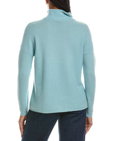 Forte Cashmere | Womens | Textured Slouchy Funnel Neck 100% Cashmere Sweater | Blue