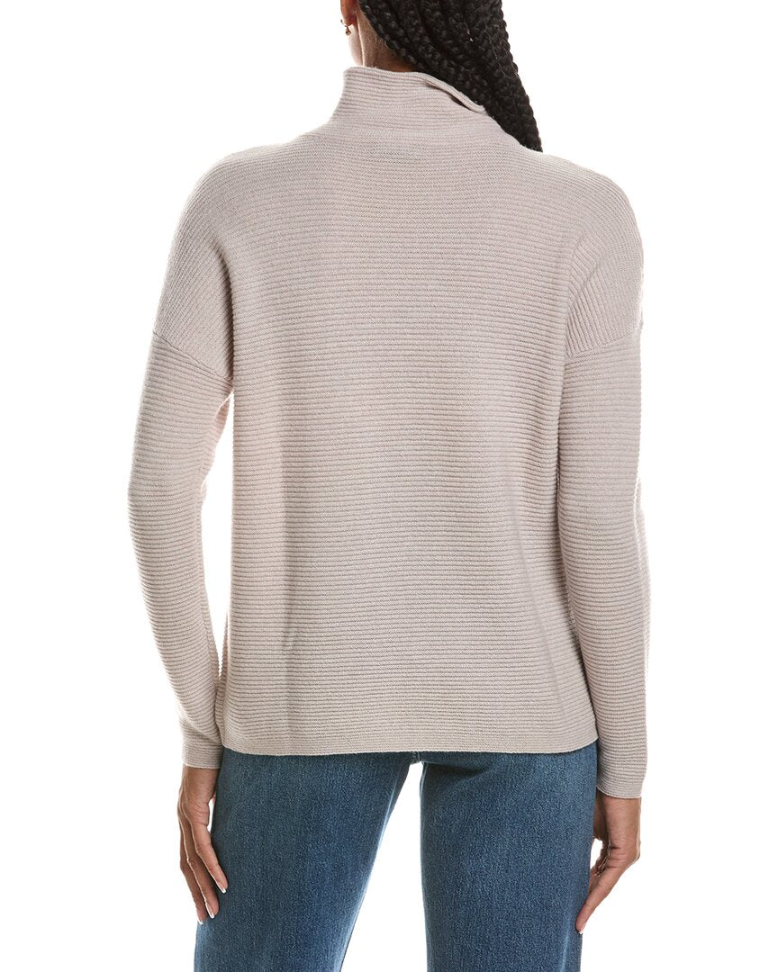 Forte Cashmere | Womens | Textured Slouchy Funnel Neck 100% Cashmere Sweater | Brown