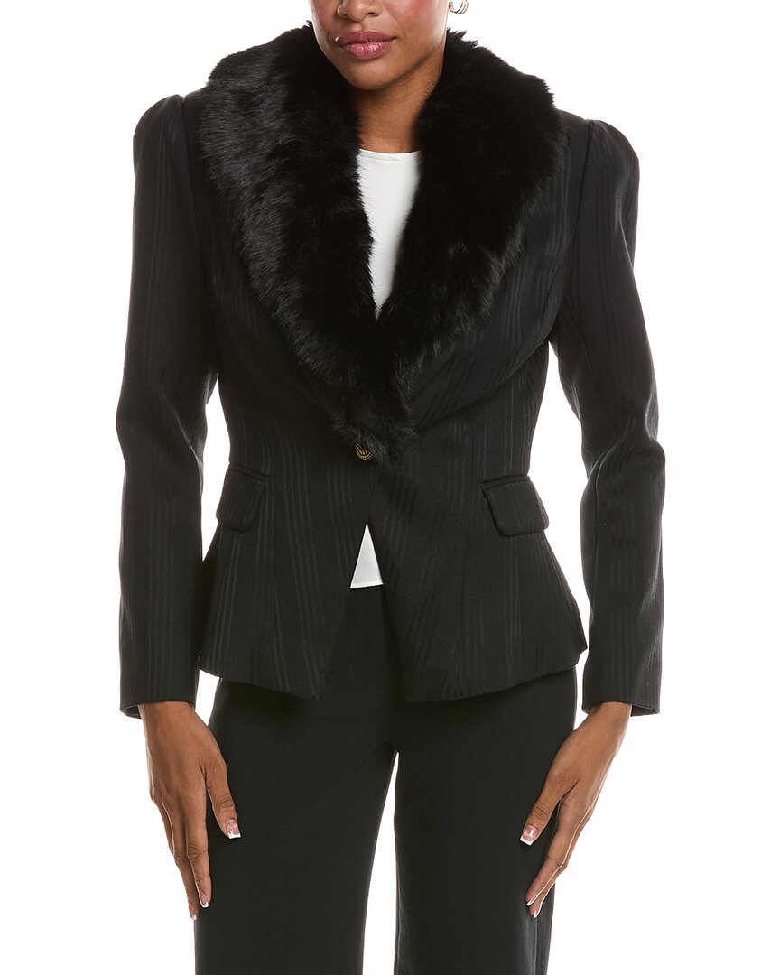L'AGENCE | Womens | Kaisley Fur Collar Blazer | Black