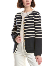 rag & bone | Womens | Dee Stripe Long Cardigan | Navy