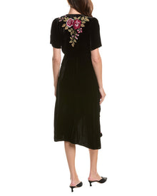 Johnny Was | Womens | Petite Mehdi Velvet Silk-Blend Wrap Dress | Black