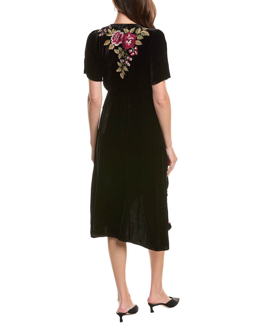 Johnny Was | Womens | Petite Mehdi Velvet Silk-Blend Wrap Dress | Black