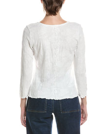 NIC+ZOE | Womens | 3/4 Sleeve Lace Knit Scoop T-Shirt | White