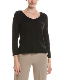 NIC+ZOE | Womens | 3/4 Sleeve Lace Knit Scoop T-Shirt | Black