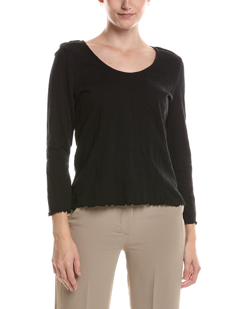 NIC+ZOE | Womens | 3/4 Sleeve Lace Knit Scoop T-Shirt | Black