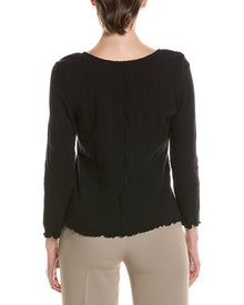 NIC+ZOE | Womens | 3/4 Sleeve Lace Knit Scoop T-Shirt | Black