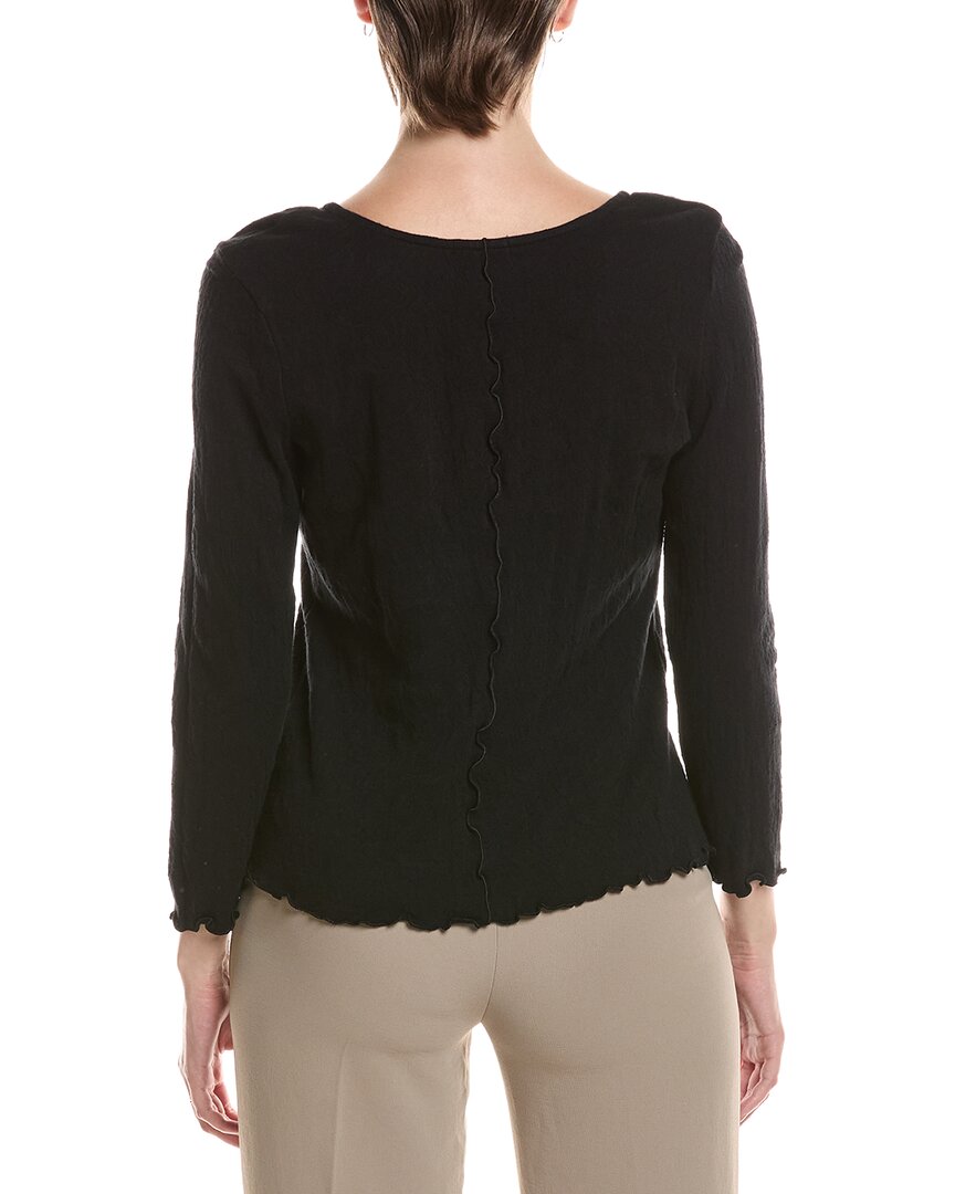 NIC+ZOE | Womens | 3/4 Sleeve Lace Knit Scoop T-Shirt | Black