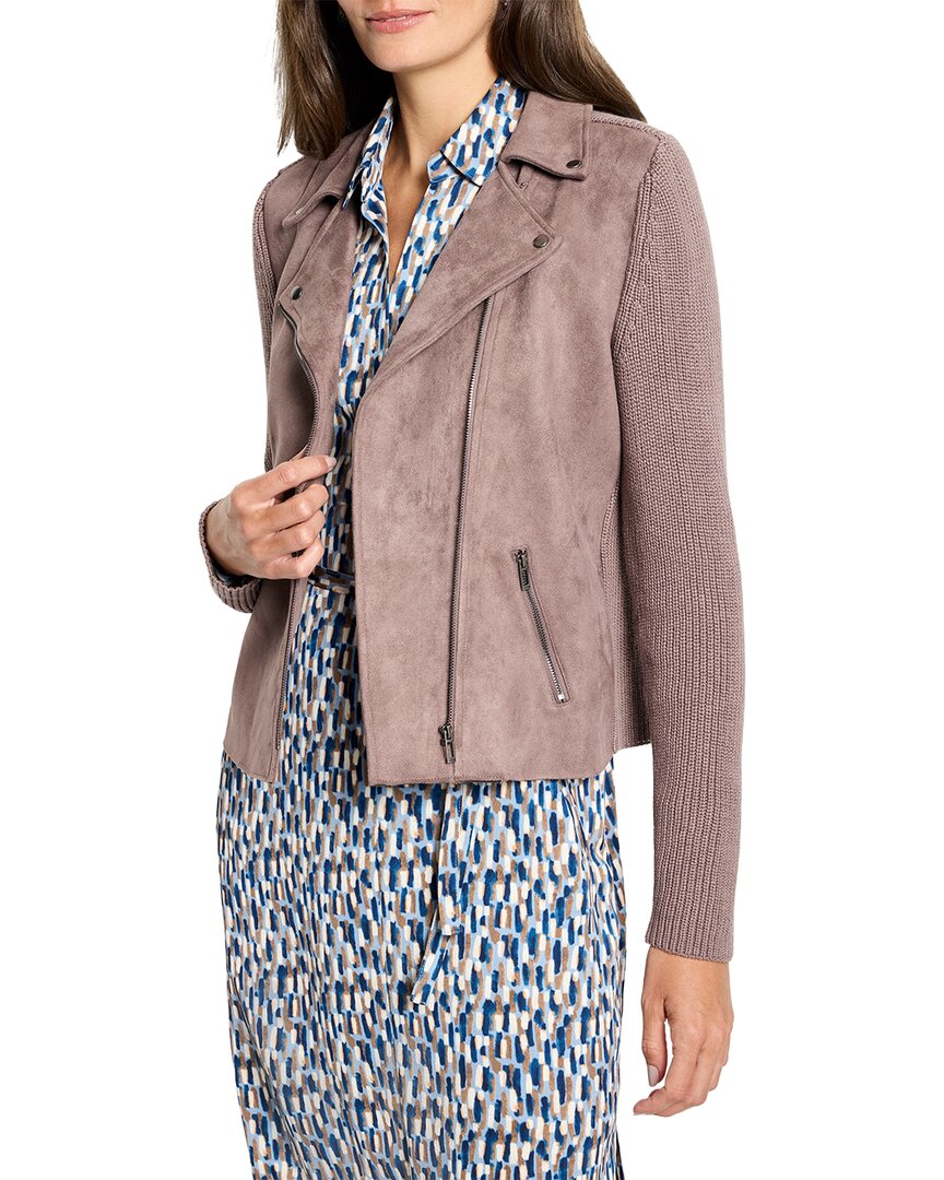NIC+ZOE | Womens | Mixed Media Moto Jacket | Brown
