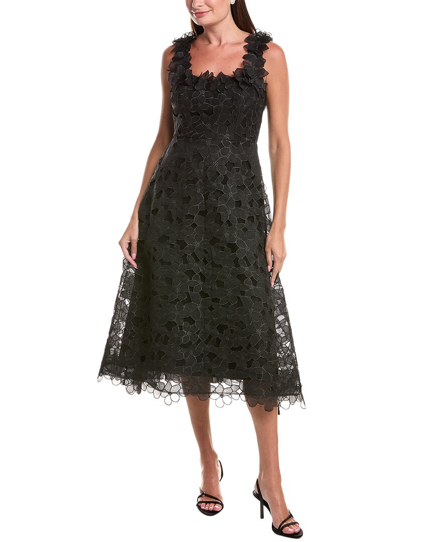 Teri Jon by Rickie Freeman | Womens | Organza Lace 3D A-Line Dress | Black