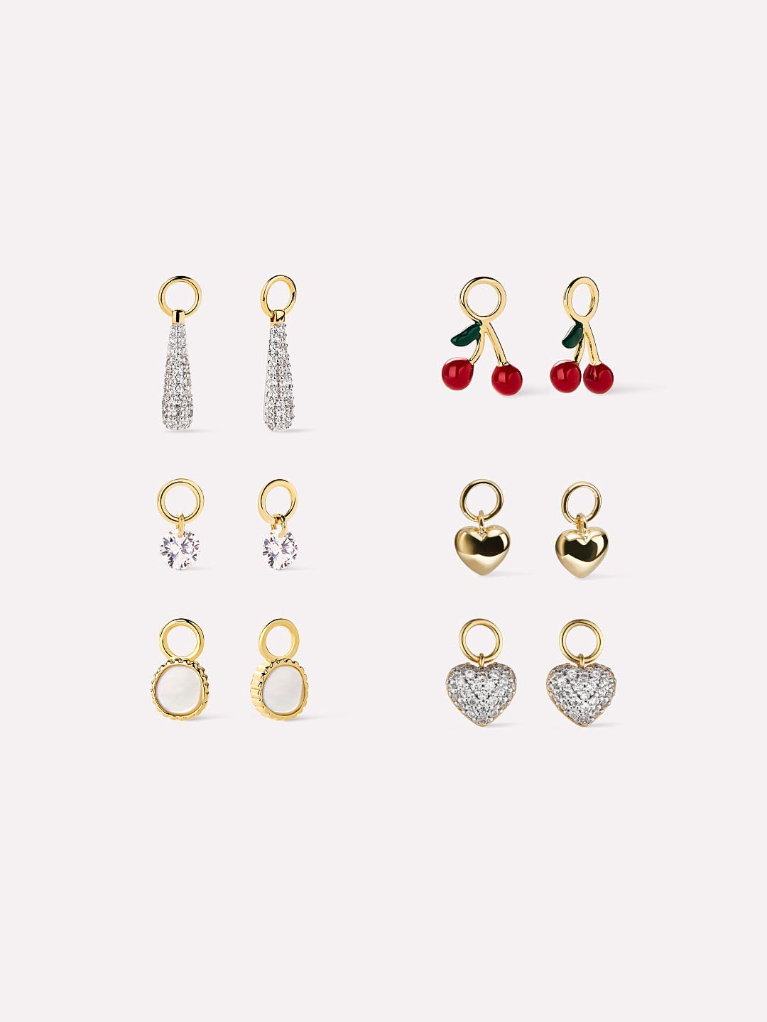 14K Gold Plated Cubic Zirconia Enamel Freshwater Pearl Cherry Love Heart Bar Earring Charms Ana Luisa Must Have Charms Starter Kit