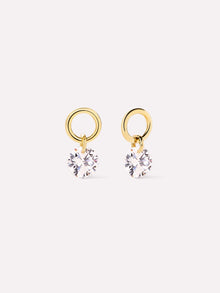 14K Gold Plated Cubic Zirconia Pull On Earring Charms For Women Ana Luisa Round Floating Stone Charms