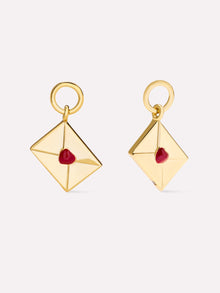 14K Gold Plated Enamel Red Heart Love Vday Earring Charms For Women Ana Luisa Love Letter Charms