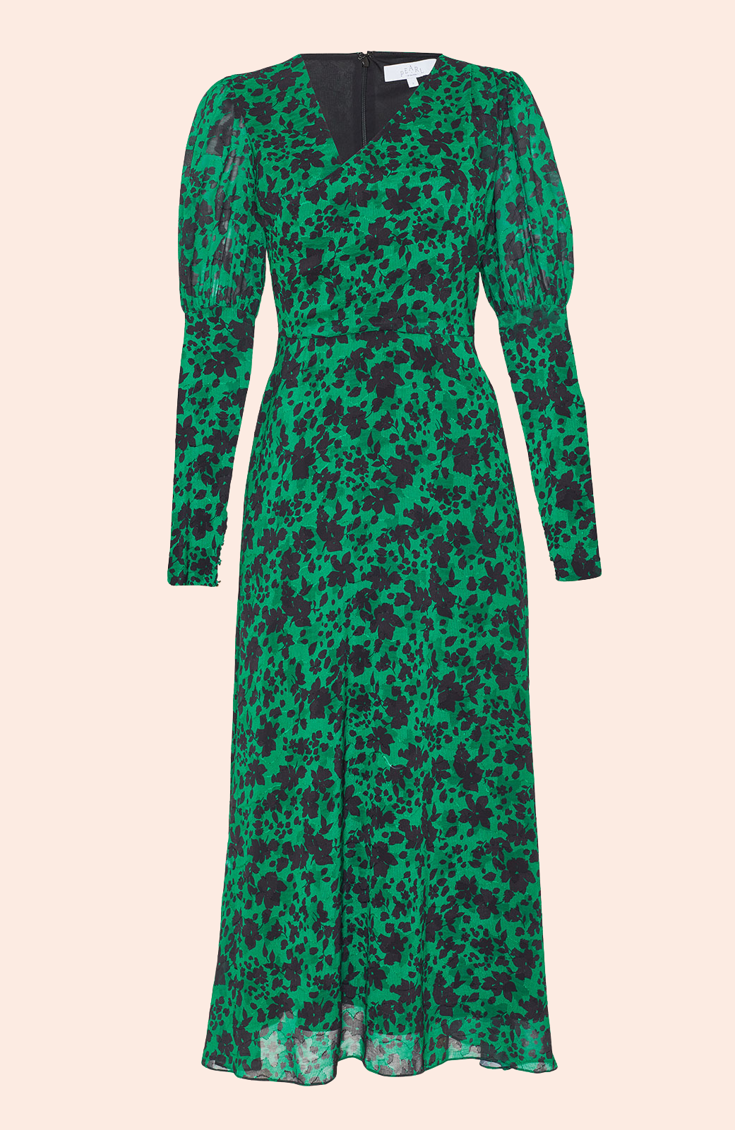 Floral Jacquard Asymmetrical Midi Dress | Emerald Multi