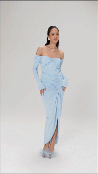 Micaela Off Shoulder Top | Blue