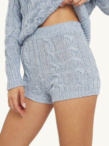 Elsa Cable Knit Short | Ice Blue Sequin