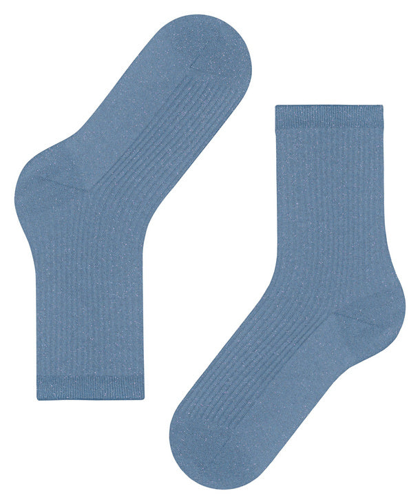 Womens | Shiny Rib Socks | Ice Blue