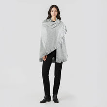 Womens | Cashmere Ruffled Shawl | Light Grey