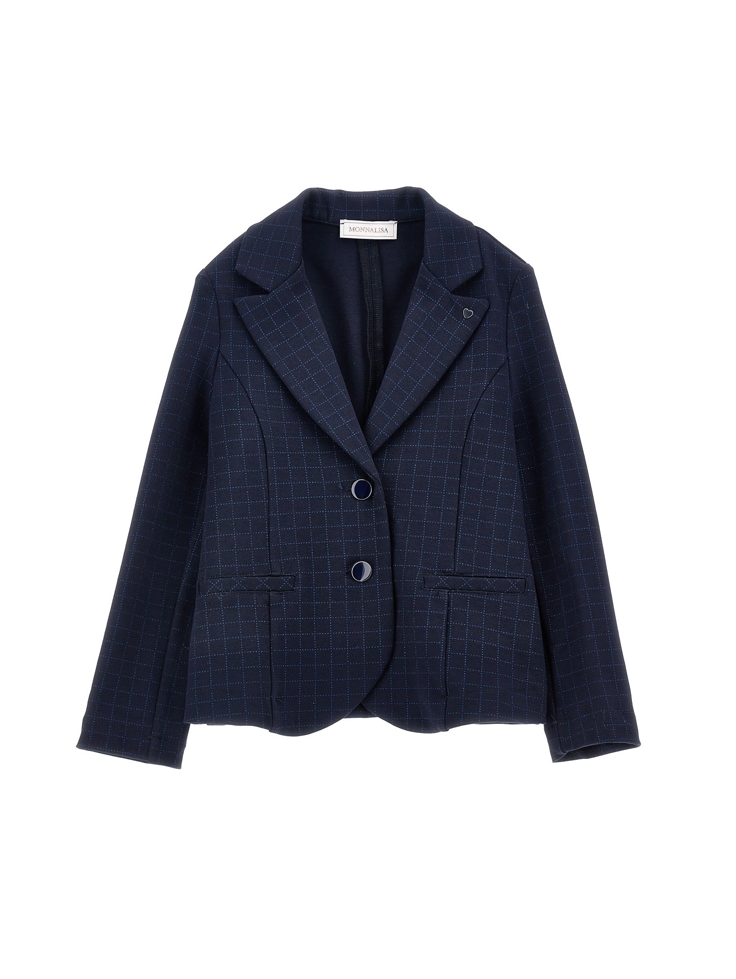Girls | Glitter Check Milano Stitch Jacket | Dark Blue