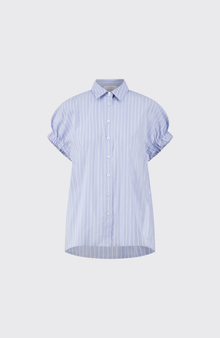 Striped Cotton Poplin Capelet Top | Cloud