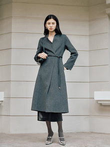 Wool-Cashmere Double-Faced Coat | Horn Gray